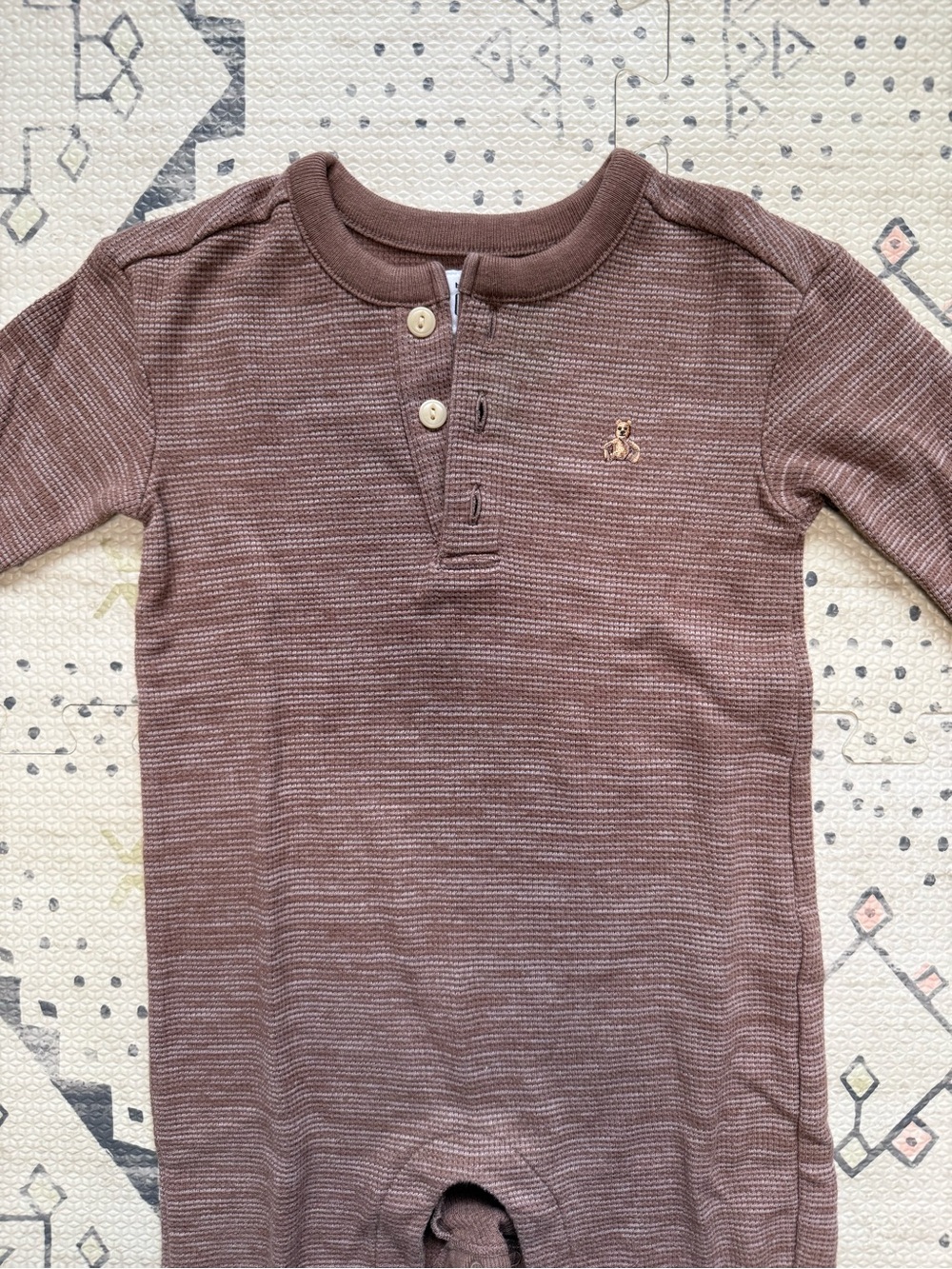 GAP Brown Long-Sleeve Henley One-Piece